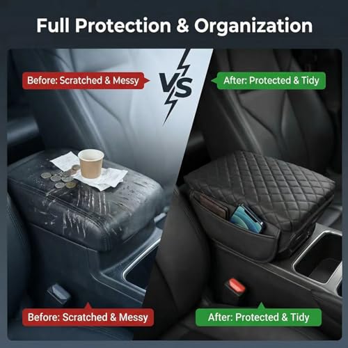 NICTSEPO Center Console Cover Compatible with Jeep Wrangler JL 20182025 Armrest Cover with Pockets for Jeep Gladiator JT 20202025 armrest Cushion for Wrangler JL JLUGladiator JT Accessories - Image 3