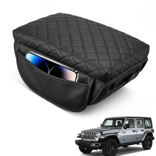 NICTSEPO Center Console Cover Compatible with Jeep Wrangler JL 20182025 Armrest Cover with Pockets for Jeep Gladiator JT 20202025 armrest Cushion for Wrangler JL JLUGladiator JT Accessories - Image 1