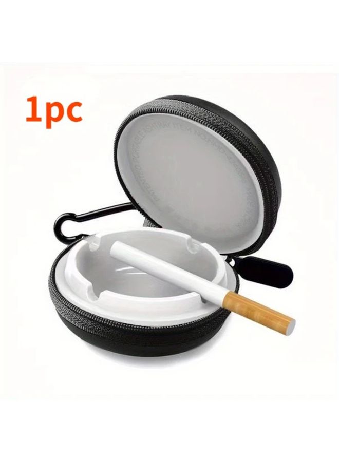 Mini Portable Car Ashtray With Lid Black And Red Travel Round 1pc - Image 5