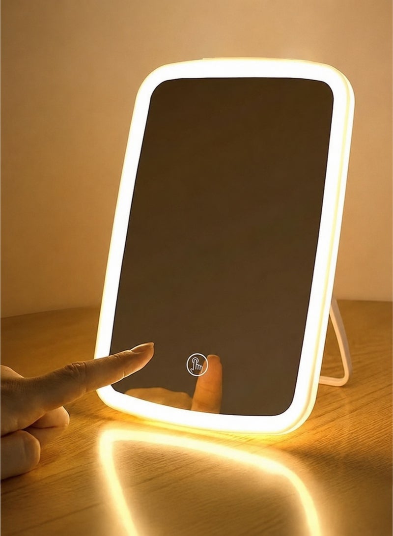 WALALLA Makeup mirror touch screen vanity mirror with LED brightness adjustable portable USB rechargeable - Image 1
