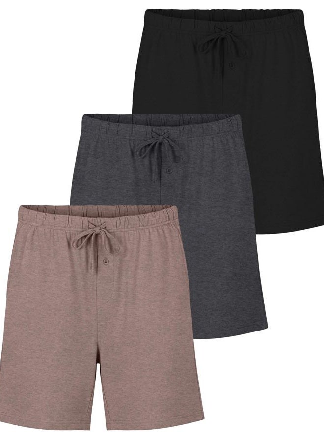 REALESSENTIALS 3 Pack:Men's 100% Cotton Ultra-Soft Knit Sleep Shorts & Lounge Wear, Set B, M - Image 1