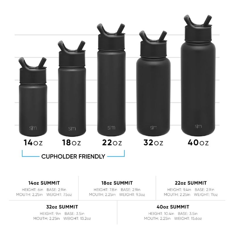 Simple Modern Kids Water Bottle with Straw Lid Vacuum Insulated Stainless Steel Metal Thermos Bottles | Reusable Leak Proof BPA-Free Flask for School | Summit Collection | 18oz, Midnight Black - Image 4