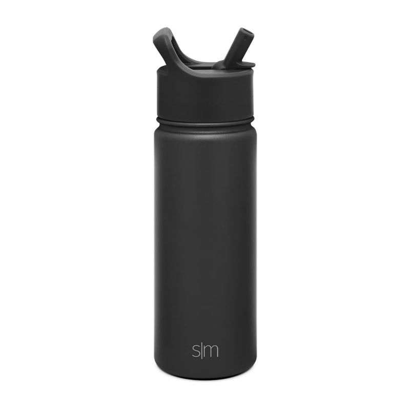 Simple Modern Kids Water Bottle with Straw Lid Vacuum Insulated Stainless Steel Metal Thermos Bottles | Reusable Leak Proof BPA-Free Flask for School | Summit Collection | 18oz, Midnight Black - Image 1