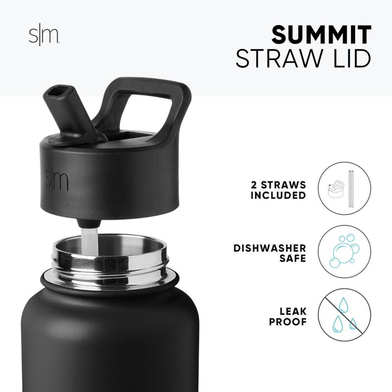 Simple Modern Kids Water Bottle with Straw Lid Vacuum Insulated Stainless Steel Metal Thermos Bottles | Reusable Leak Proof BPA-Free Flask for School | Summit Collection | 18oz, Midnight Black - Image 3