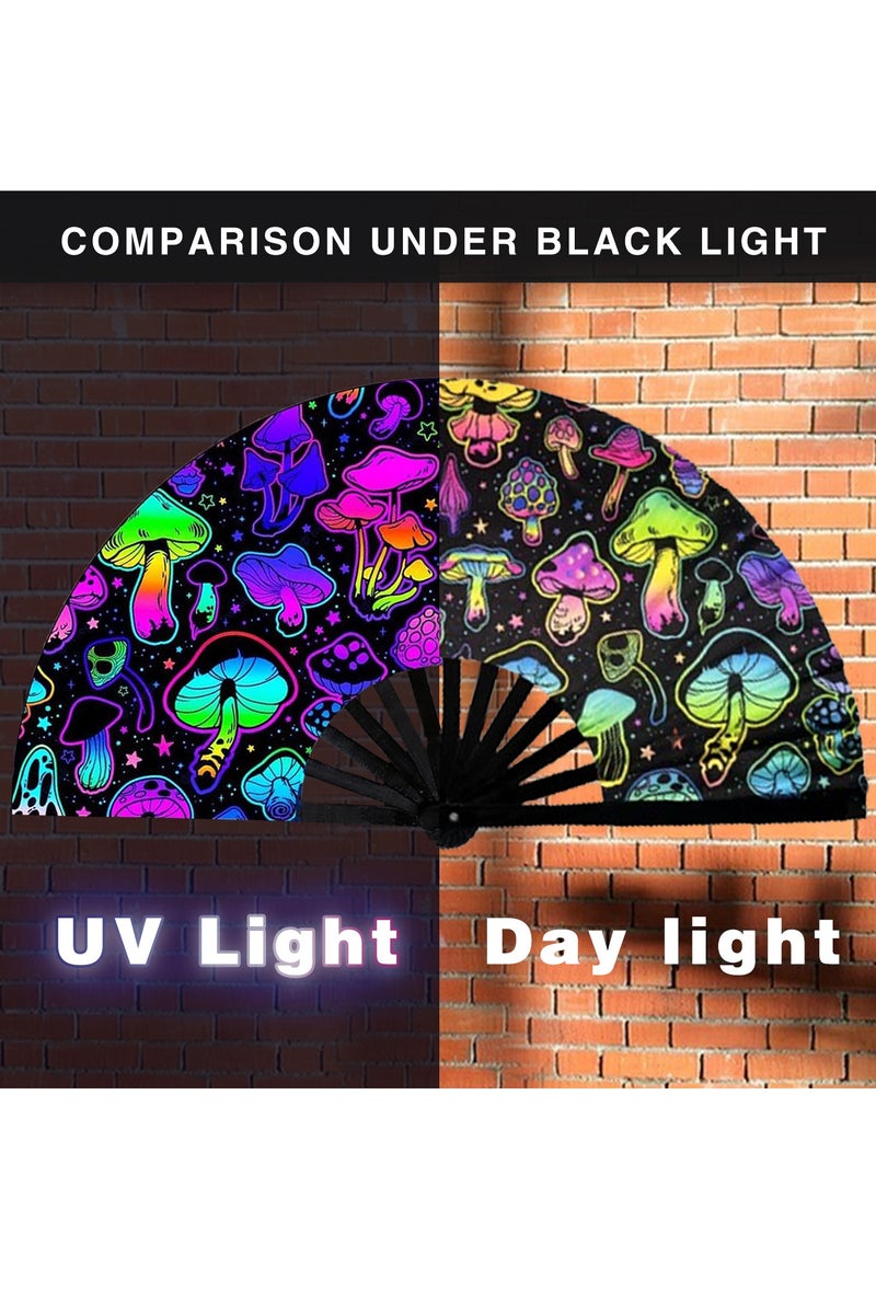 كبير قابل للطي اليد رايف مروحة,كلاك اليدوية مع حقيبة المروحة,للرقص الخط,مهرجانات الموسيقى,الكرنفال,ملابس قوس قزح,ديسكو,نيون,لوع حزب الديكورات الإمدادات - Image 2