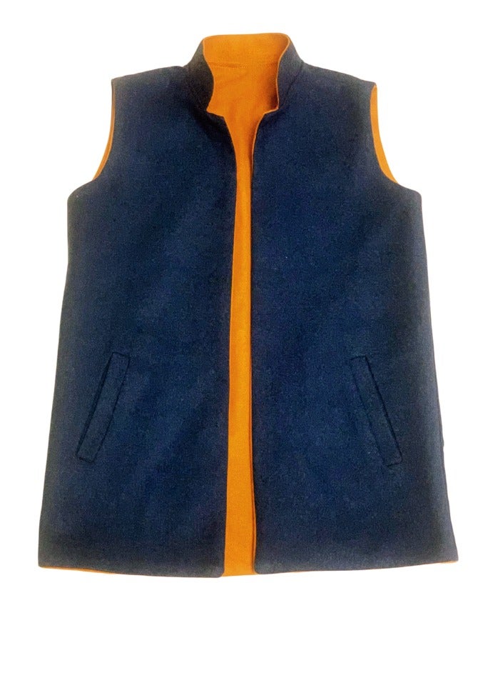 UD Men's Winter Double-Faced Vest, Navy Blue and Camel, Size XXL - Image 1