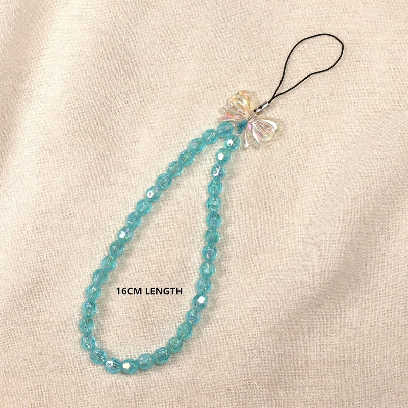 Threads & Beads phone charm with ovel cut beads and single butterfly, stylish mobile charm - Image 5
