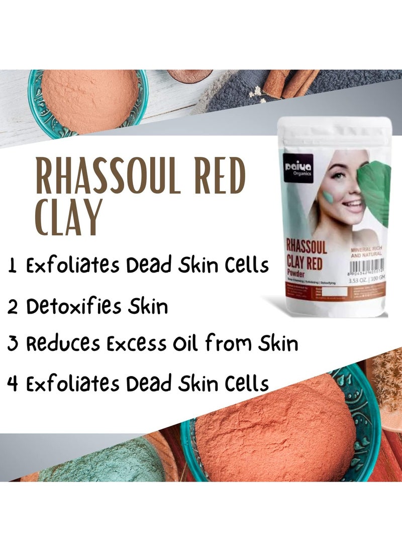 Paiya Organics - Rhassoul Red Clay Powder Face Pack 100g - Image 1
