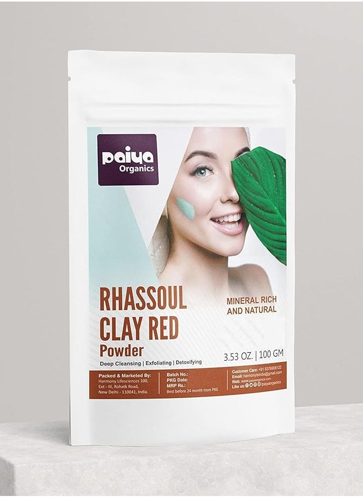 Paiya Organics - Rhassoul Red Clay Powder Face Pack 100g - Image 1