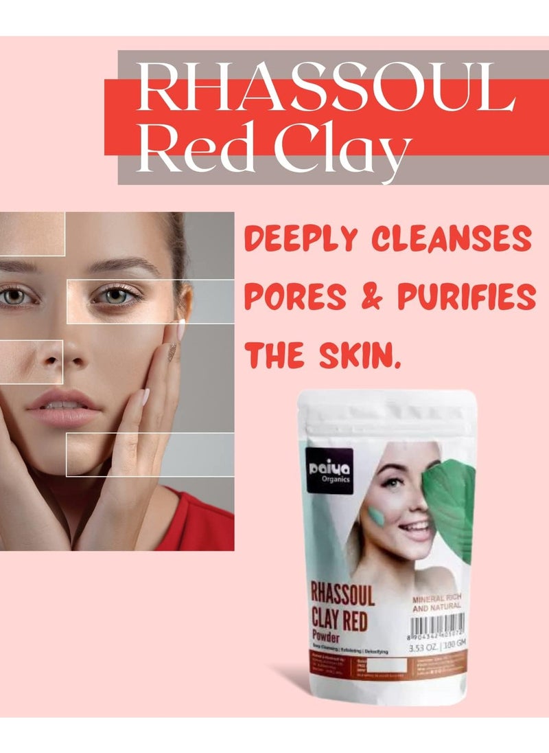 Paiya Organics - Rhassoul Red Clay Powder Face Pack 100g - Image 1
