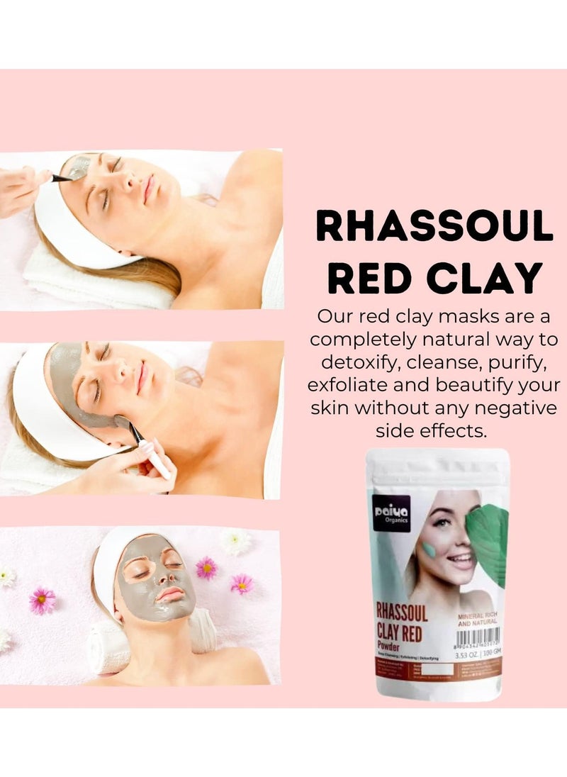 Paiya Organics - Rhassoul Red Clay Powder Face Pack 100g - Image 1