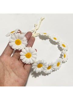 ZYOUNG zYoung Sunflower Crown Daisy Hair Wreath Bridal Headpiece Photo Props (White)  - Image 2