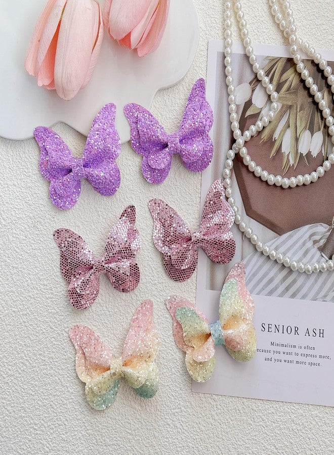 EleMirsa 12pcs Girl Hair Clips Butterfly Fabric Snap Hair Clips Bow Butterfly Hair Accessories for Little Girl Teens Toddler Kids - Image 3