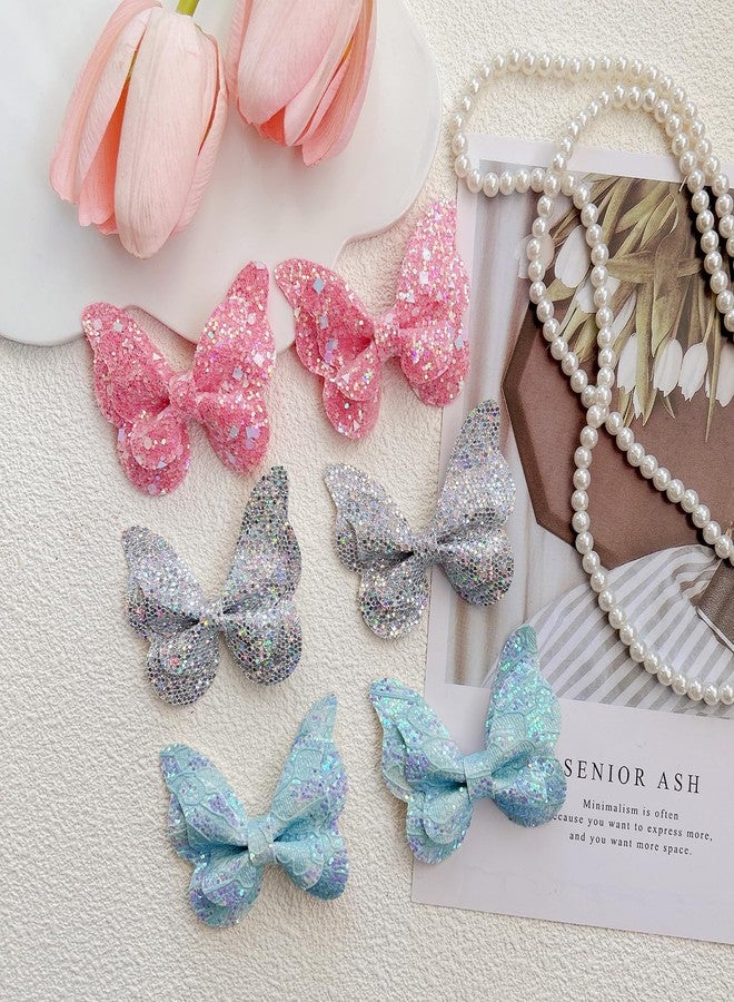 EleMirsa 12pcs Girl Hair Clips Butterfly Fabric Snap Hair Clips Bow Butterfly Hair Accessories for Little Girl Teens Toddler Kids - Image 2