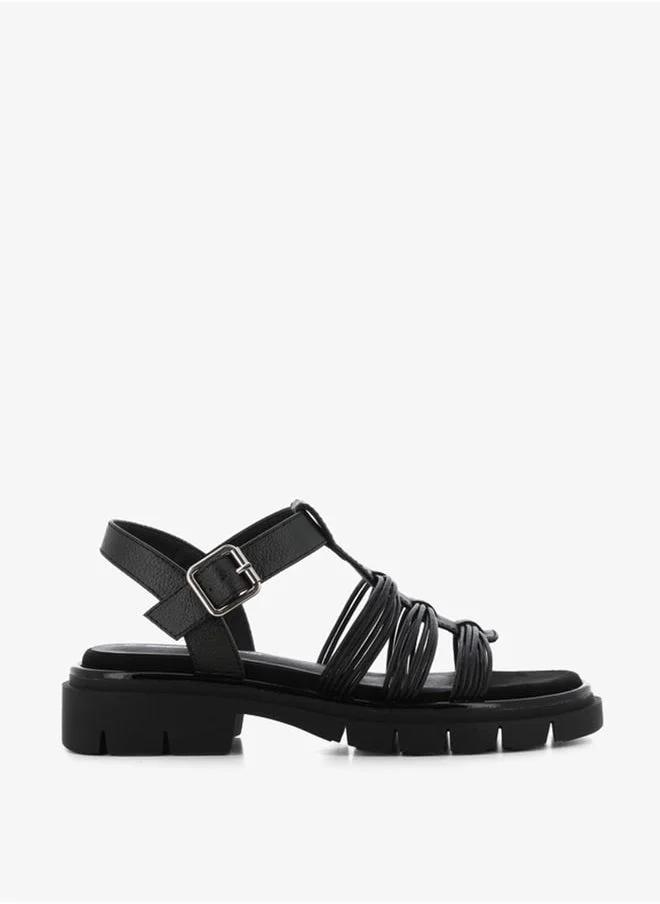 اس جي Women's Strappy Platform Sandals with Buckle Closure