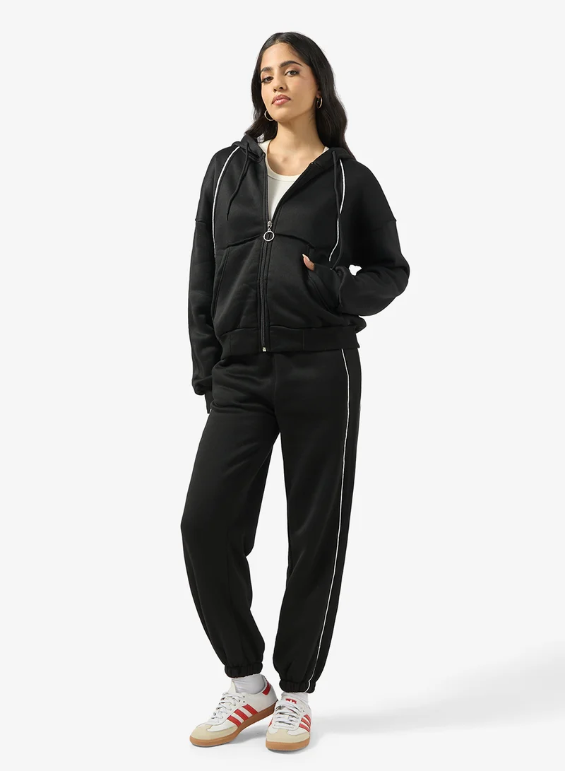 Ginger Zip Up Oversize Hooded Fleece Tracksuit