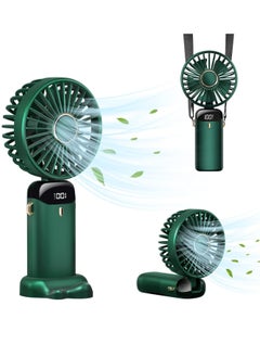 HEROCKX Portable Handheld Fan Quiet Mini Fan USB Rechargeable Personal Fan Battery Powered Desk Fan 5 Speeds for Home Travel Commuter Makeup Office (Green)  - Image 1