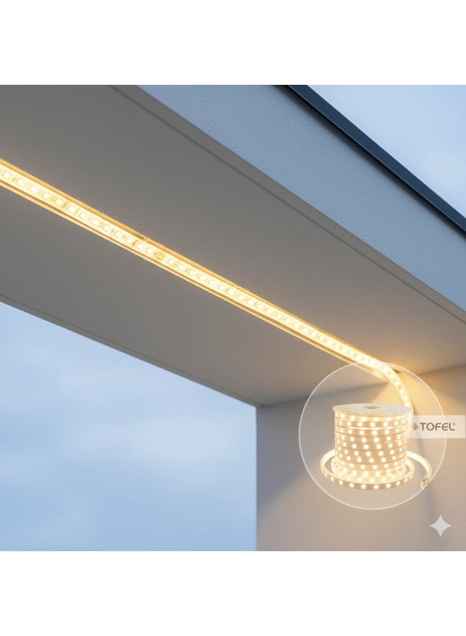 TOEFL Concealed Gypsum Board Strip Light – Outdoor, 24 Bulbs, Waterproof IP65, Yellow Light, 50 Meters – TOFEL - Image 1