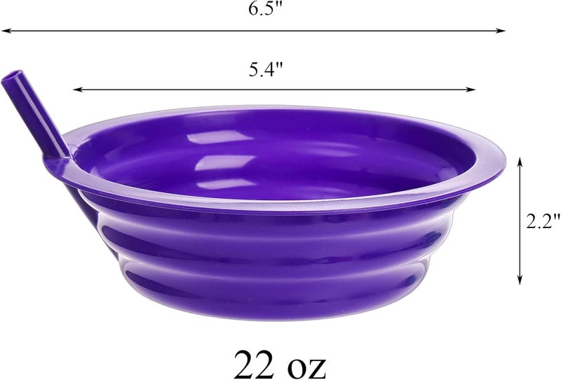 Mezchi 16 Pack Cereal Bowls with Straws for Kids 22 Oz Breakfast Bowl for Kids BPAFree SipABowl Reusable Bowls for Milk Soup Dishwasher Safe 4 Colors - Image 2