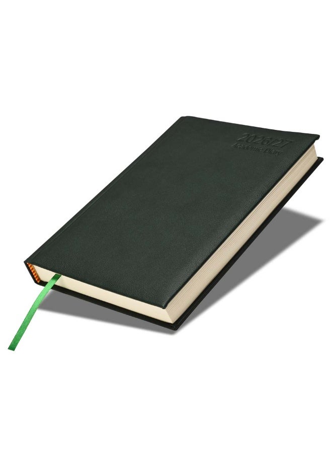 FIS 2026-2027 ACADEMIC DIARY, A5 Size(148x210mm) with Italian PU Cover Materials, 1 Side Padded Cover, English, 70gsm Italian Ivory Paper, Green Color, Pack in Gift Box-FSDI15EPU2627GR - Image 1