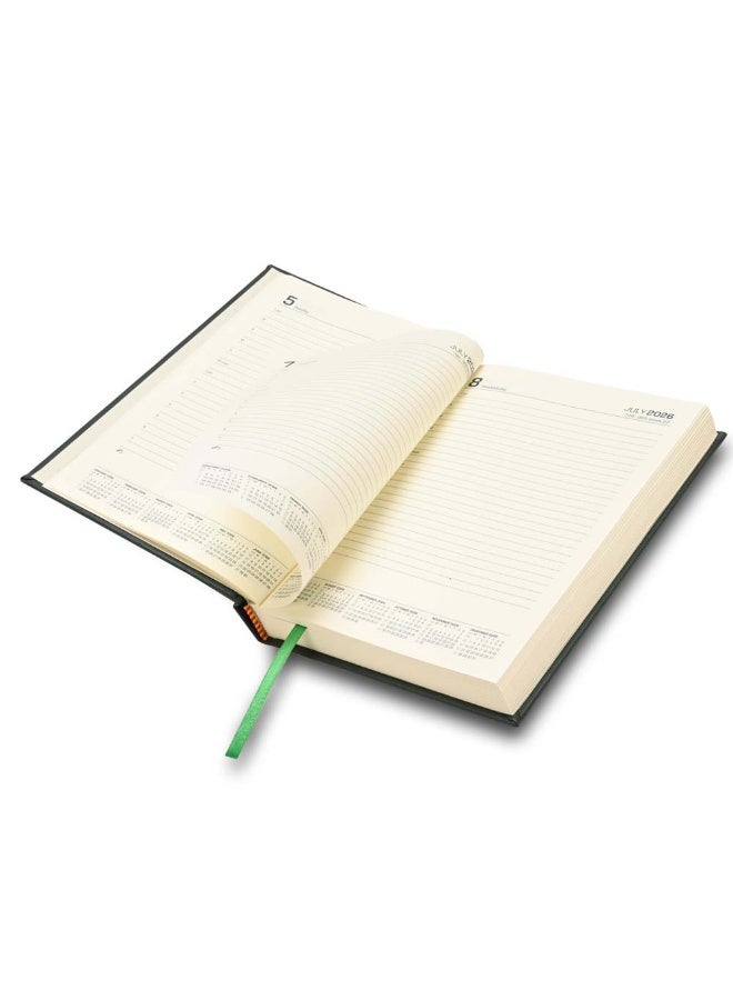 FIS 2026-2027 ACADEMIC DIARY, A5 Size(148x210mm) with Italian PU Cover Materials, 1 Side Padded Cover, English, 70gsm Italian Ivory Paper, Green Color, Pack in Gift Box-FSDI15EPU2627GR - Image 5