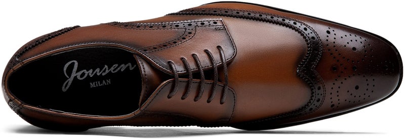 Jousen Men's Dress Shoes Leather Wingtip Formal Business Oxford Shoes Brogue Retro Derby Dress Shoes for Men (AMY9215 yellowbrown 8) - Image 5