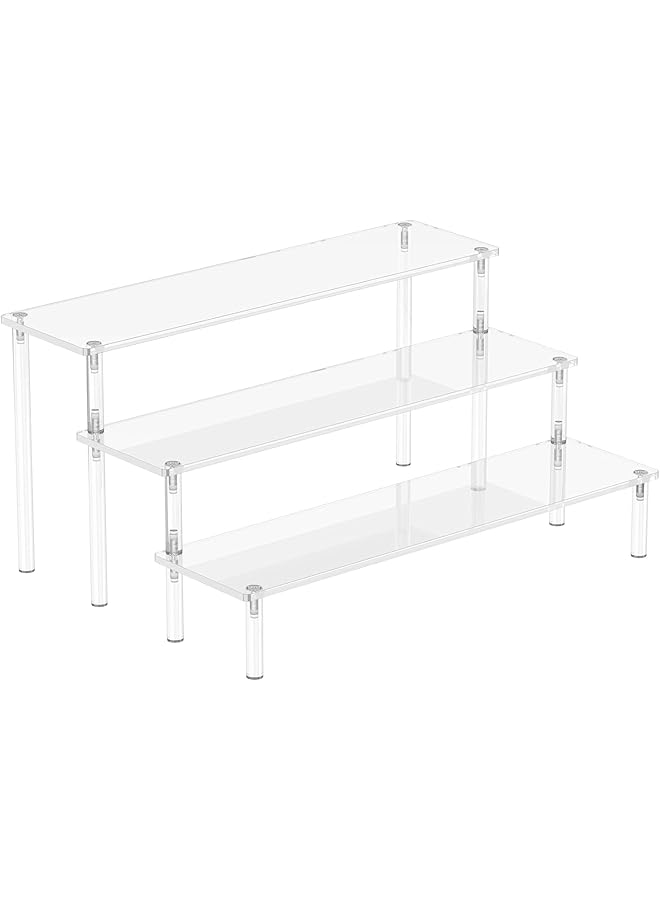 erorex Acrylic Display Risers 3 Tier Perfume Organizer Stand Clear Cupcake Stand Holder Large Shelf Risers For Figures Dessert Shelves For Party 30*20*15Cm - Image 1