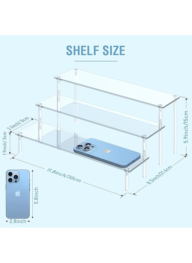 erorex Acrylic Display Risers 3 Tier Perfume Organizer Stand Clear Cupcake Stand Holder Large Shelf Risers For Figures Dessert Shelves For Party 30*20*15Cm - Image 2