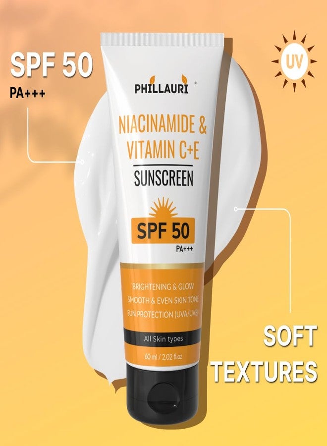 Phillauri لوشن واقي من الشمس بعامل حماية 50+++ PA+++ مع النياسيناميد وفيتامين سي، واقي شمس يومي للرجال والنساء، قوام غير دهني، ملمس ناعم، للاستخدام على الوجه والجسم، مثالي للاستخدام اليومي في الهواء الطلق - 60 مل (عبوة من 3 قطع) - Image 4