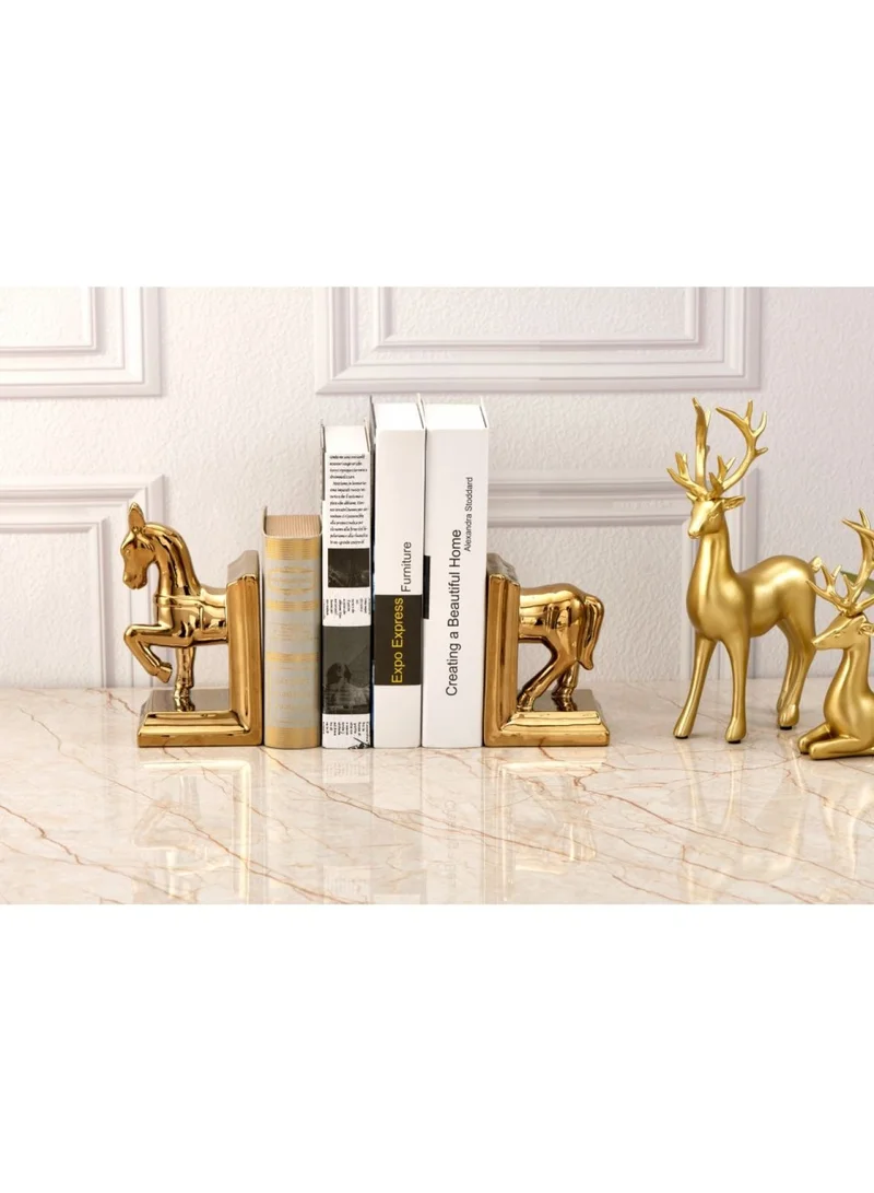DANUBE HOME Liana Horse Book End 29x9x22Cm Gold