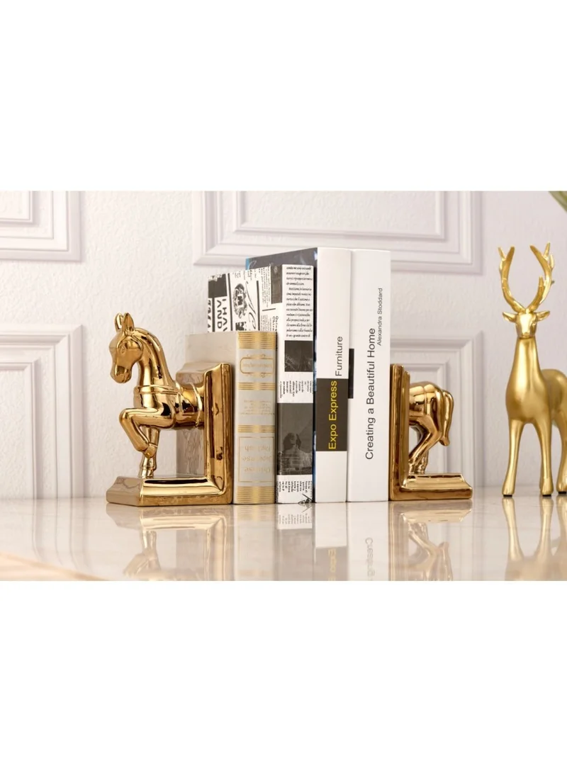 DANUBE HOME Liana Horse Book End 29x9x22Cm Gold