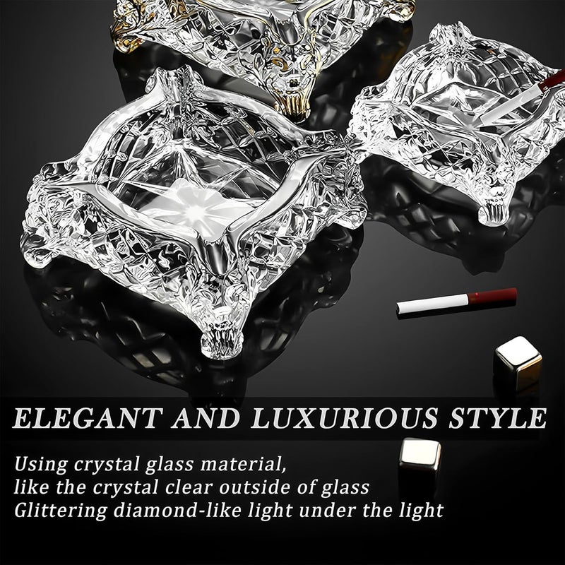 Paysky Ashtray 5 x 5 inch, Large Glass Ashtray for Cigarettes & Cigars, Clear Crystal Ash trays Outdoor Glass Spuare Ashtrays - Image 3