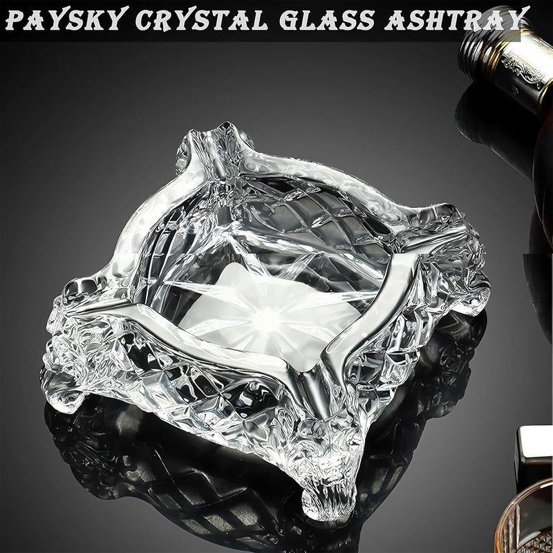 Paysky Ashtray 5 x 5 inch, Large Glass Ashtray for Cigarettes & Cigars, Clear Crystal Ash trays Outdoor Glass Spuare Ashtrays - Image 2