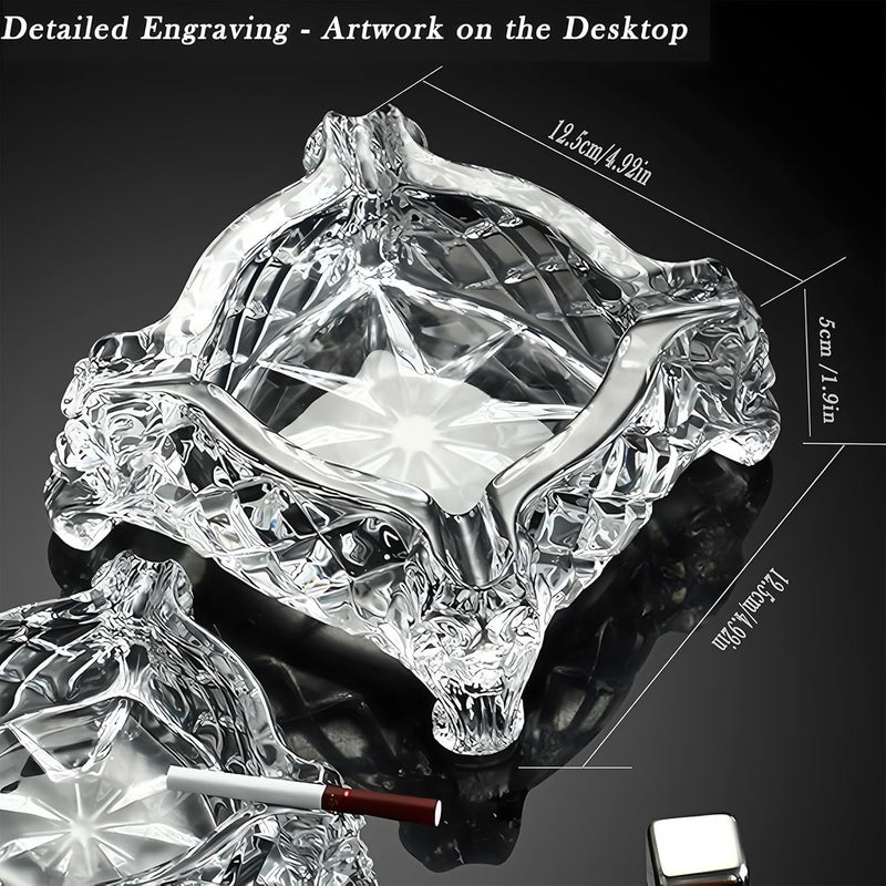 Paysky Ashtray 5 x 5 inch, Large Glass Ashtray for Cigarettes & Cigars, Clear Crystal Ash trays Outdoor Glass Spuare Ashtrays - Image 4