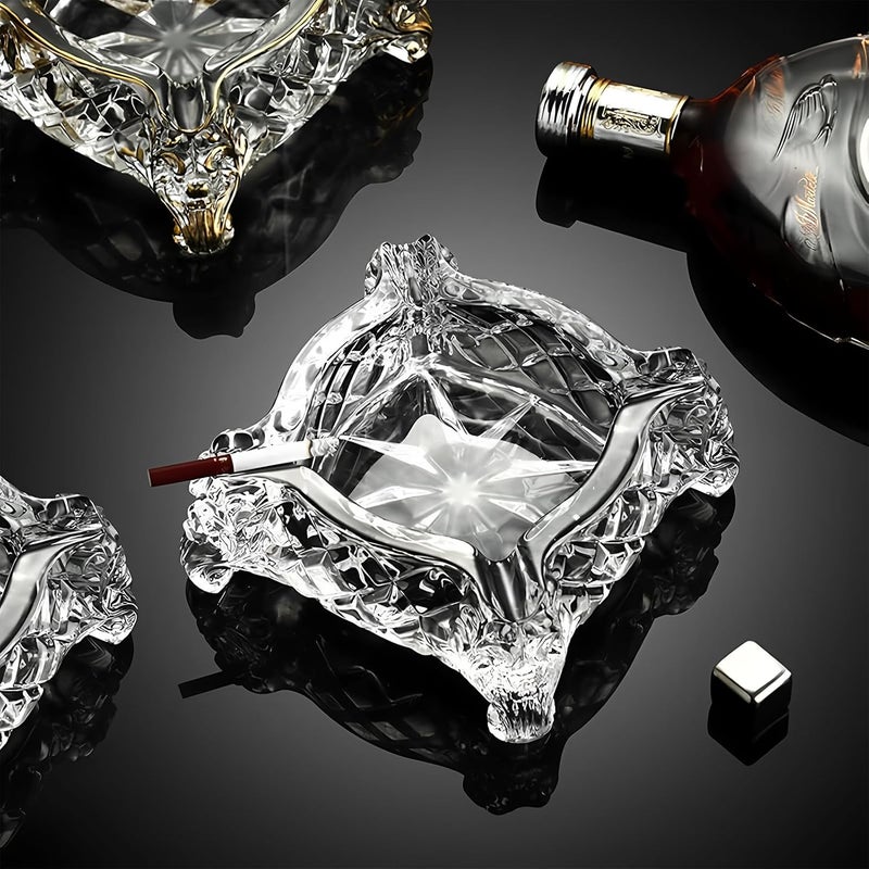 Paysky Ashtray 5 x 5 inch, Large Glass Ashtray for Cigarettes & Cigars, Clear Crystal Ash trays Outdoor Glass Spuare Ashtrays - Image 5