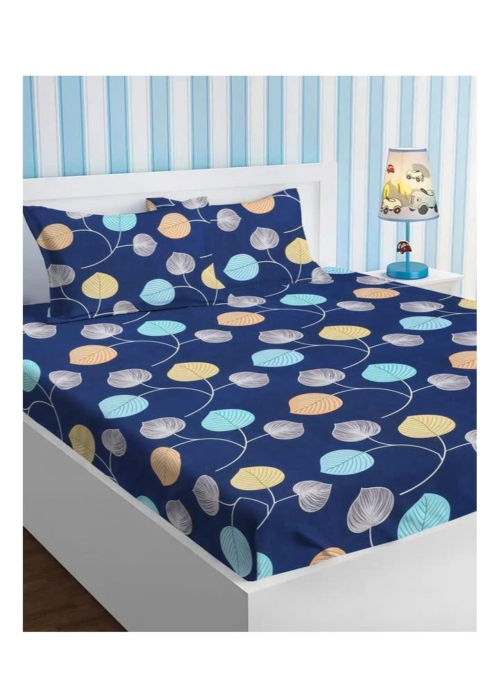BSB Premium Glace Cotton 180 TC King Fitted Bedsheet Set  with 2 Pillow Covers 183x198 + 25 Cms â€“ Multicolor  - Image 3