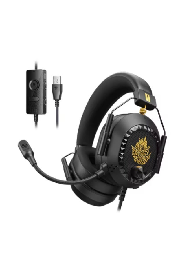 بليكستون سماعة ألعاب بليكستون G900 يو اس بي مع ميكروفون عازل للضوضاء سماعة رأس للكمبيوتر الشخصي للألعاب مدمج ببطاقة صوت التحكم في مستوى الصوت وكتم الميكروفون بلمسة واحدة مع صوت جهير فائق وزن خفيف 256g وكابل بطول 2 متر للأداء الفائق اللون الأسود الملكي - Image 1