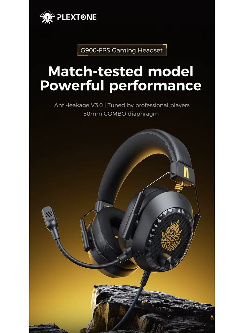 بليكستون سماعة ألعاب بليكستون G900 يو اس بي مع ميكروفون عازل للضوضاء سماعة رأس للكمبيوتر الشخصي للألعاب مدمج ببطاقة صوت التحكم في مستوى الصوت وكتم الميكروفون بلمسة واحدة مع صوت جهير فائق وزن خفيف 256g وكابل بطول 2 متر للأداء الفائق اللون الأسود الملكي - Image 3