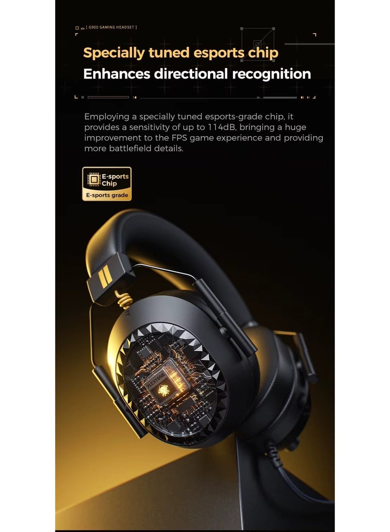 بليكستون سماعة ألعاب بليكستون G900 يو اس بي مع ميكروفون عازل للضوضاء سماعة رأس للكمبيوتر الشخصي للألعاب مدمج ببطاقة صوت التحكم في مستوى الصوت وكتم الميكروفون بلمسة واحدة مع صوت جهير فائق وزن خفيف 256g وكابل بطول 2 متر للأداء الفائق اللون الأسود الملكي - Image 5