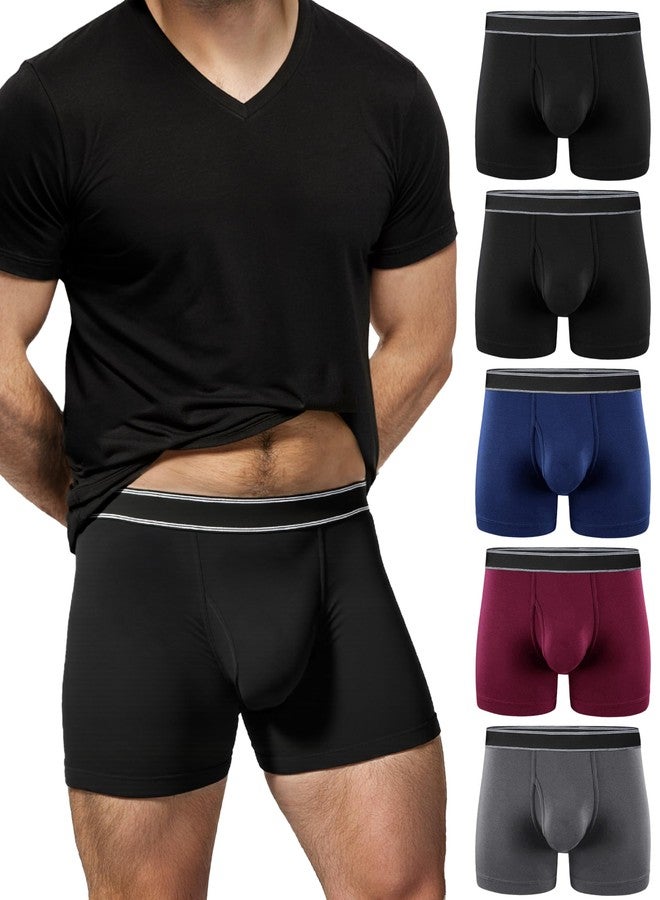 TIICHOO Washable Incontinence Underwear for Men Cotton Leakproof Underwear 5 Pack(Large, 2 Black/Gray/Navy Blue/Burgundy - Image 1