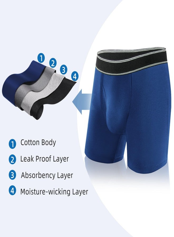 TIICHOO Washable Incontinence Underwear for Men Cotton Leakproof Underwear 5 Pack(Large, 2 Black/Gray/Navy Blue/Burgundy - Image 2