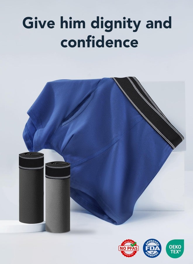 TIICHOO Washable Incontinence Underwear for Men Cotton Leakproof Underwear 5 Pack(Large, 2 Black/Gray/Navy Blue/Burgundy - Image 5