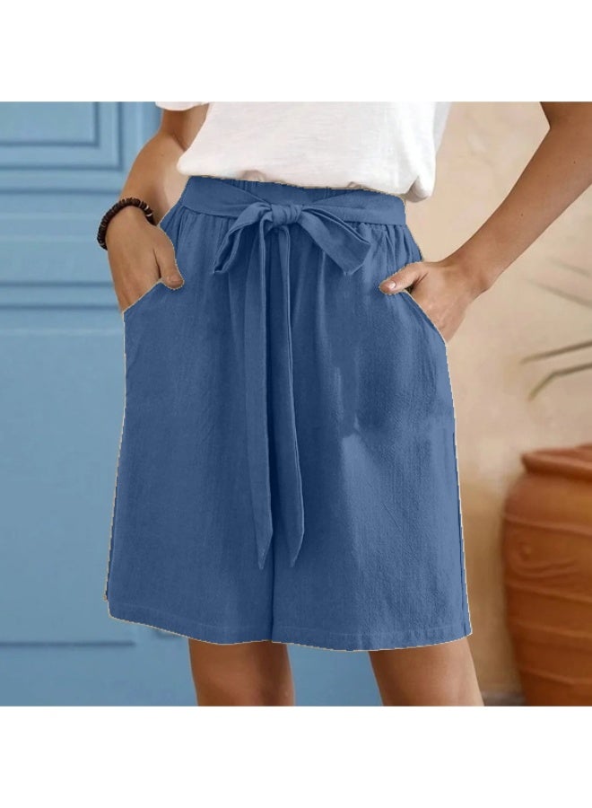 Elastic Waistband Loose Breathable Shorts with Pockets Free Size - Image 1