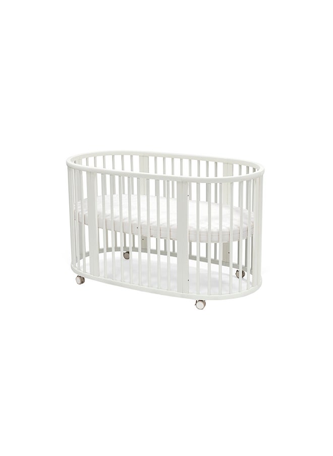 STOKKE Sleepi Bed, White Oval Crib Suitable For Ages 0 - 5 Years Old Adjustable, Stylish And Flexible Sturdy Beech Wood Frame  - Image 1