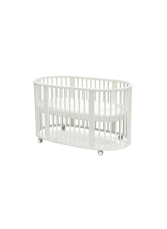 ستوك Sleepi Bed, White Oval Crib Suitable For Ages 0 - 5 Years Old Adjustable, Stylish And Flexible Sturdy Beech Wood Frame