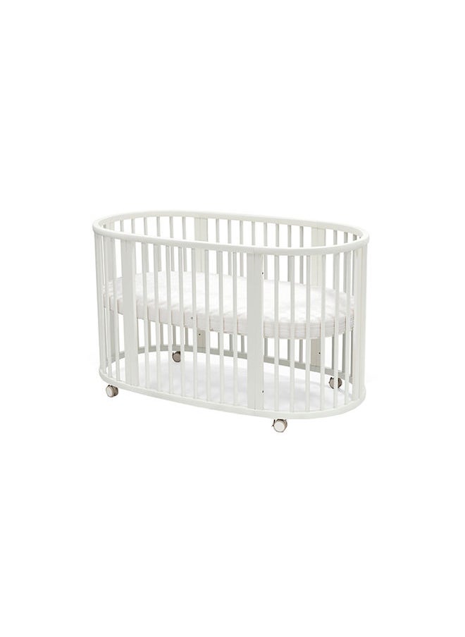 STOKKE - Sleepi Bed, White Oval Crib Suitable For Ages 0 - 5 Years Old Adjustable, Stylish And Flexible Sturdy Beech Wood Frame - Image 1