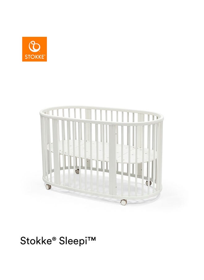 STOKKE - Sleepi Bed, White Oval Crib Suitable For Ages 0 - 5 Years Old Adjustable, Stylish And Flexible Sturdy Beech Wood Frame - Image 1