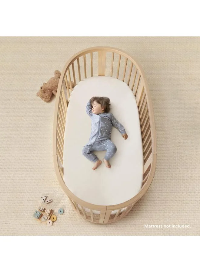 STOKKE Sleepi Bed, White Oval Crib Suitable For Ages 0 - 5 Years Old Adjustable, Stylish And Flexible Sturdy Beech Wood Frame