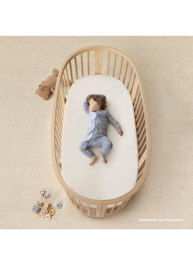 STOKKE - Sleepi Bed, White Oval Crib Suitable For Ages 0 - 5 Years Old Adjustable, Stylish And Flexible Sturdy Beech Wood Frame - Image 1