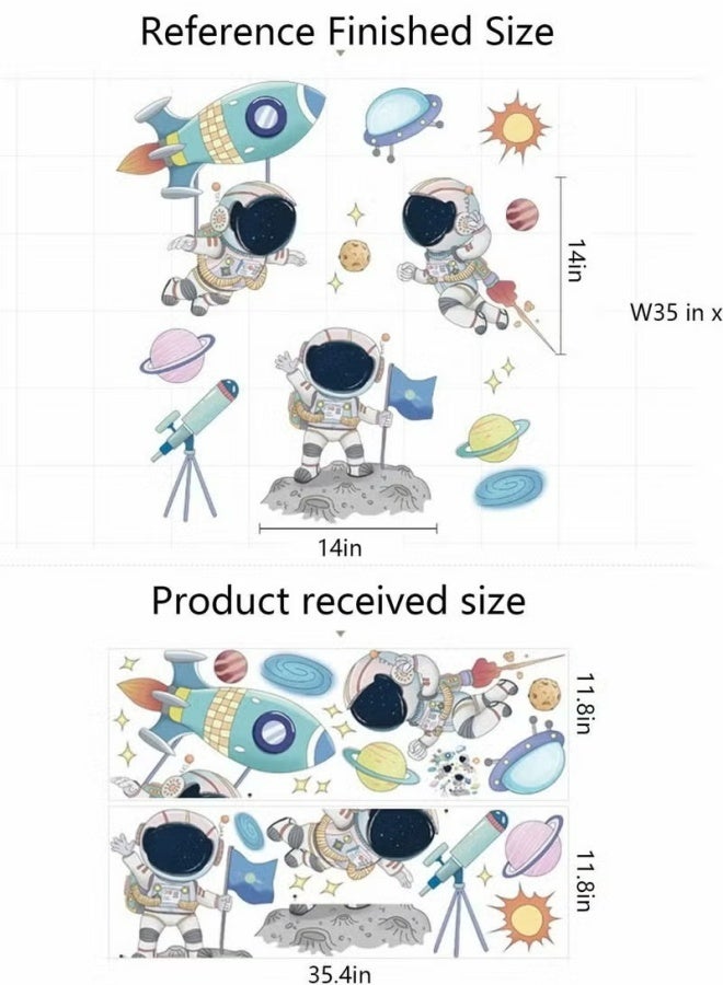 Astronaut Wall Stickers, Outer Space Stars Decals, DIY Removable Large Art Decoration, Peel and Stick, for Kids Baby Boys Girls Playroom Bedroom Decor - Image 5